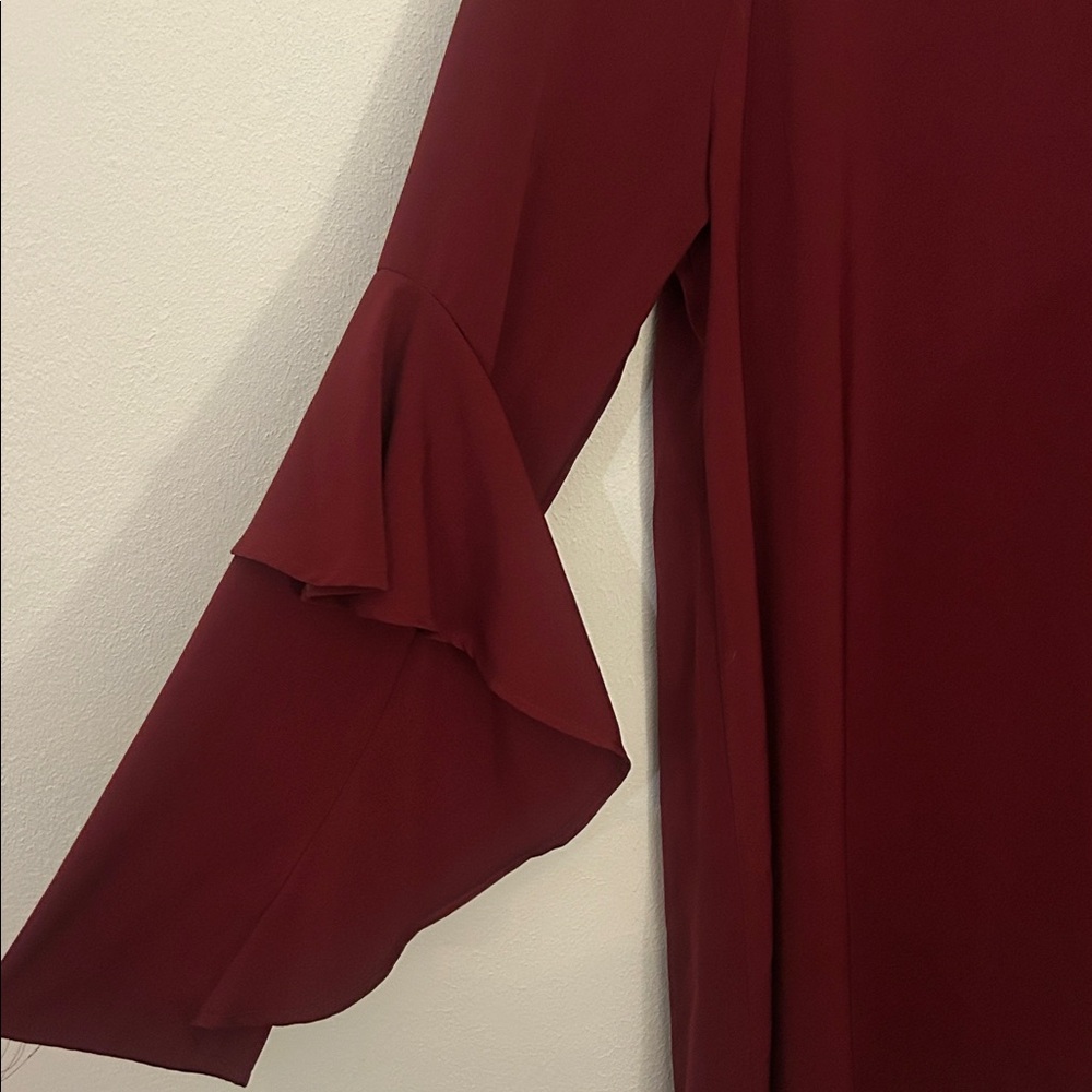 Maroon Ruffle Sleeve Top - Picture 4 of 4